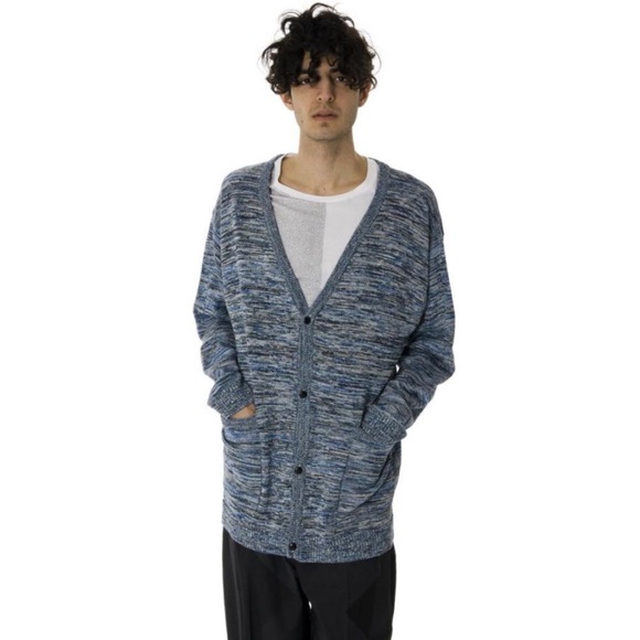 Cheap Monday Cardigan Dream WKND Oversized Long Blue Marled Grandpa Sweater S - Picture 15 of 15